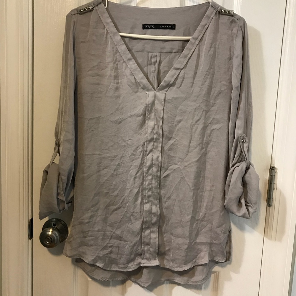 Large Zara blouse with studs on shoulders